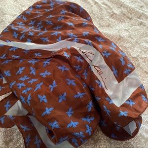 Brown Silk Scarf with birds